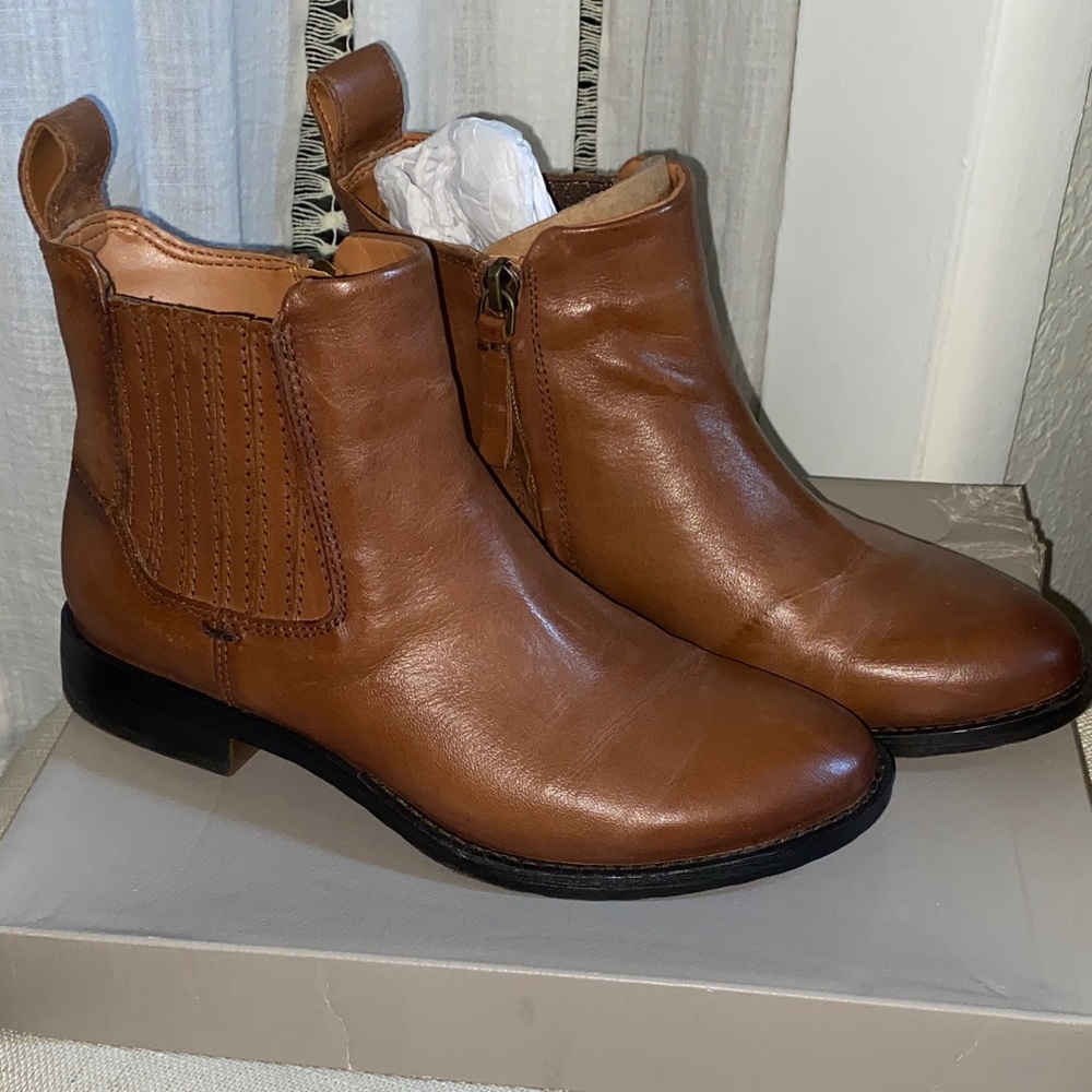 Franco Sarto Brown Leather Ankle Boots